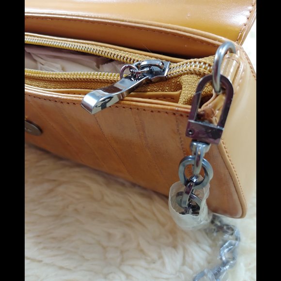 MODA SPANA Eel Skin Clutch/Purse, Tan - Picture 9 of 16